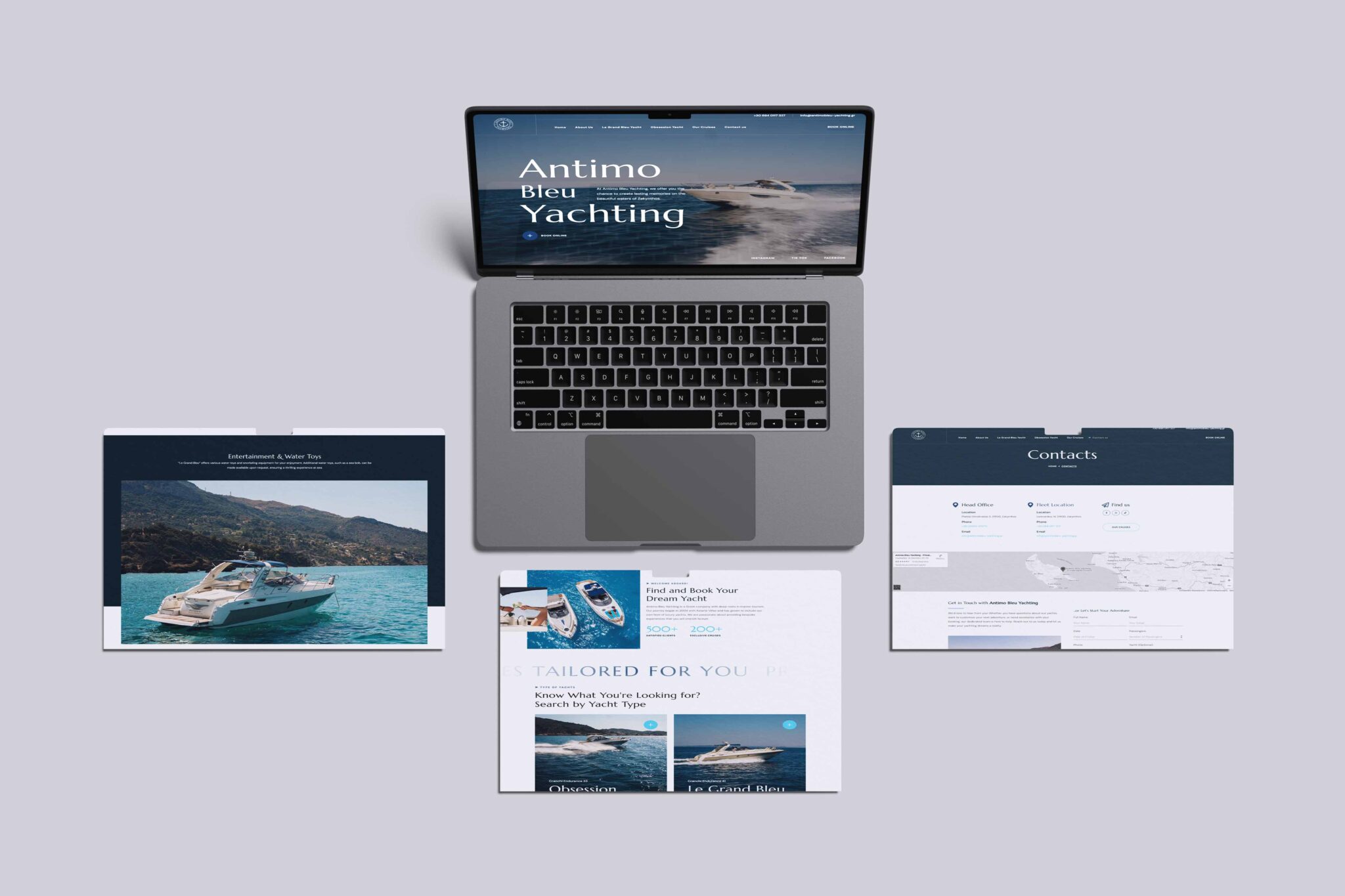Καθαρό UI/UX για το Antimo Bleu Yachting website