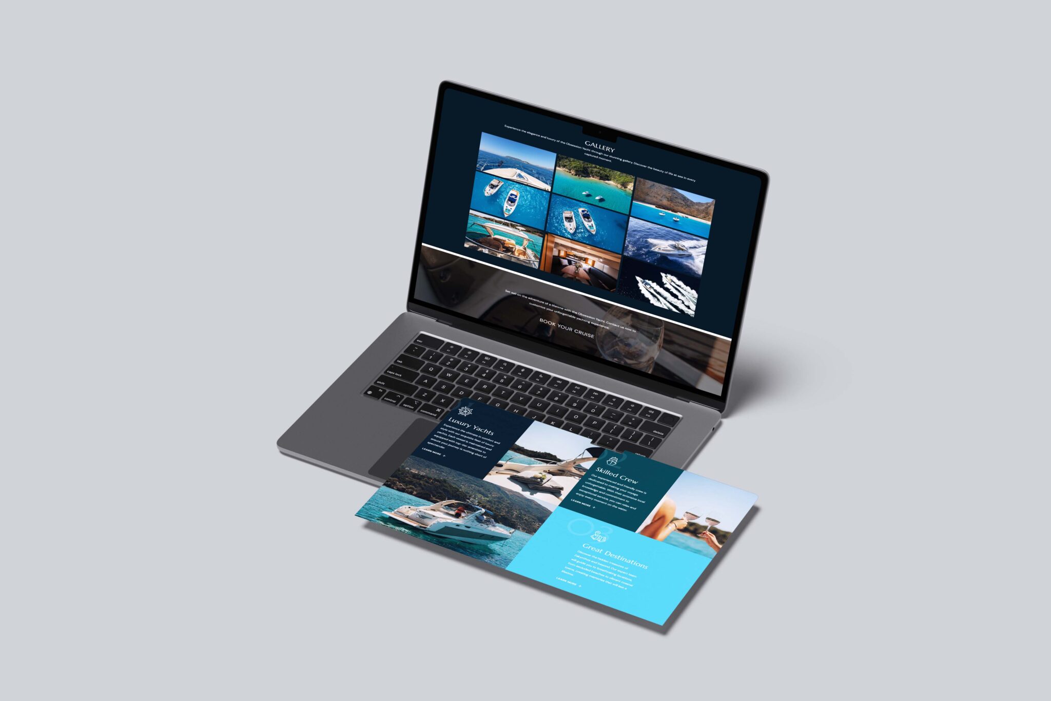 Επαγγελματικό mockup ιστοσελίδας για yacht services