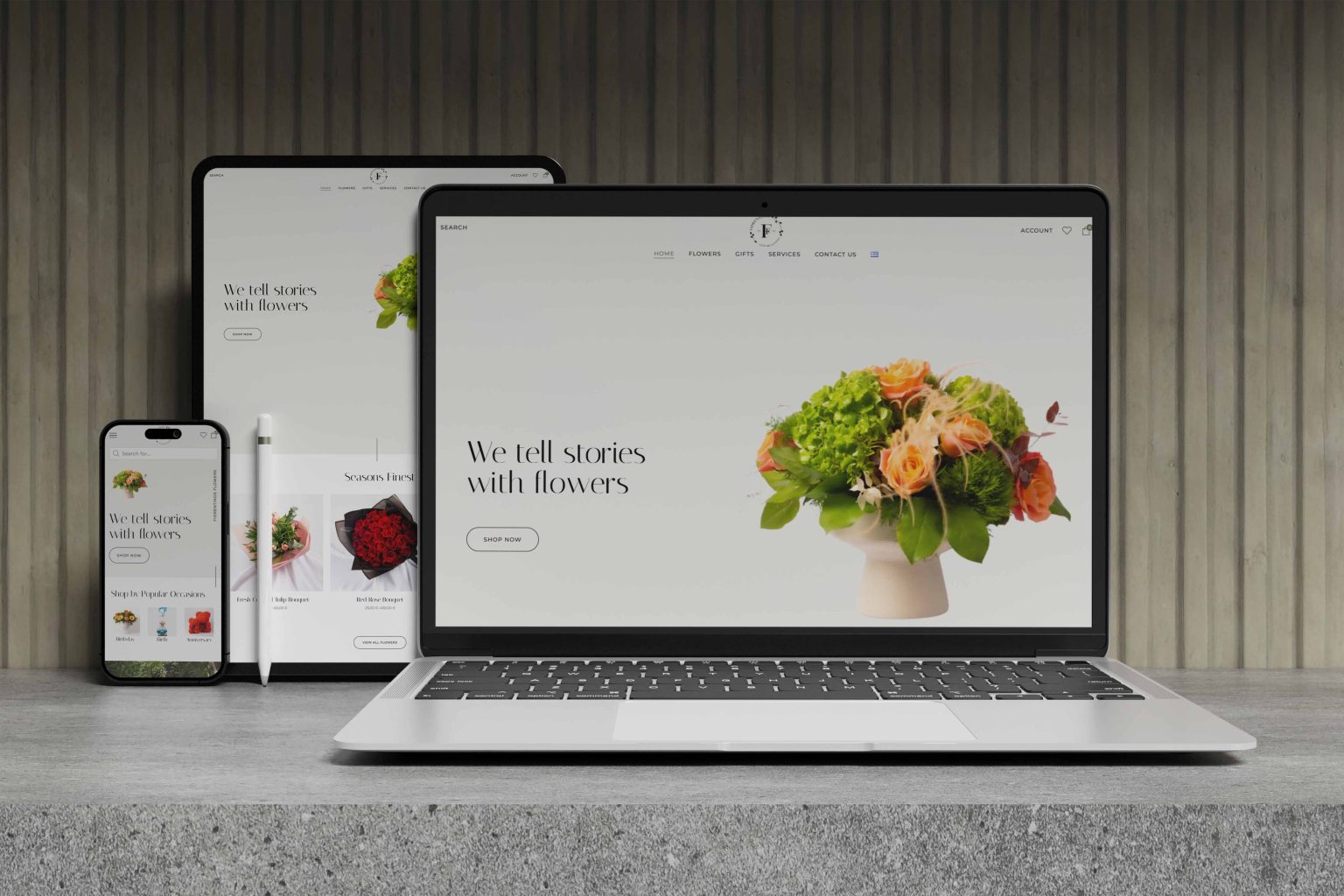Responsive ecommerce website design for Fiorentinos Flower Shop – created by mirela digital agency Zakynthos