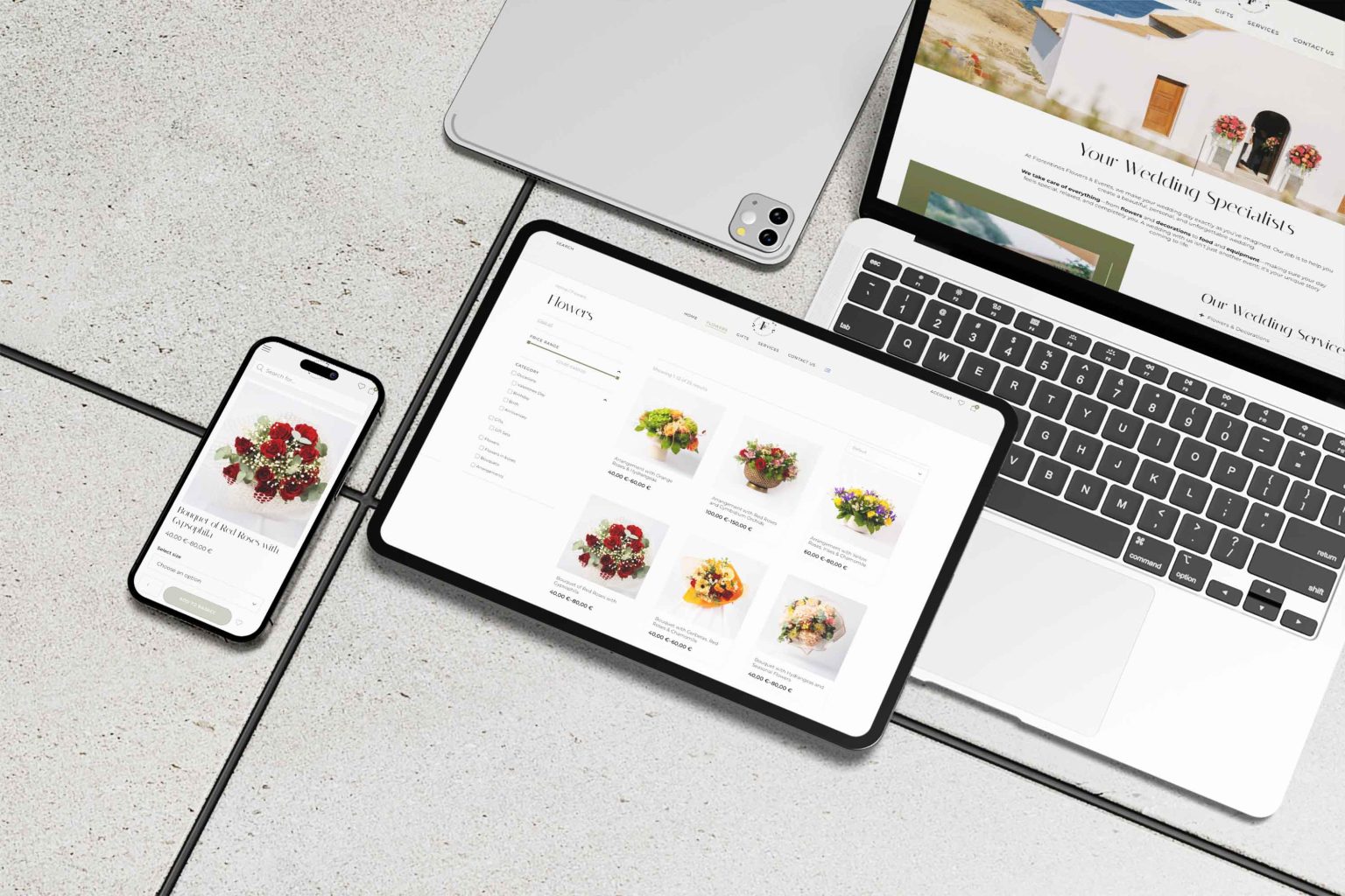 Responsive ecommerce website design for Fiorentinos Flower Shop – created by mirela digital agency